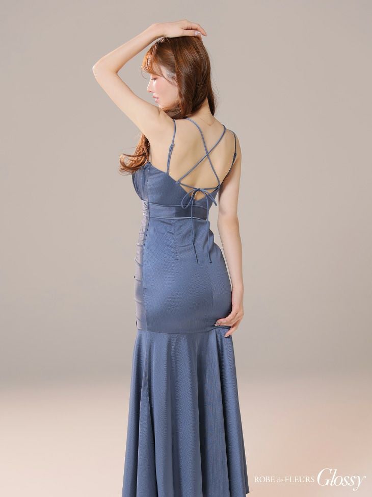 Glossy ローブドフルールグロッシー サテンフレアキャミロングキャバドレス gl3924-c