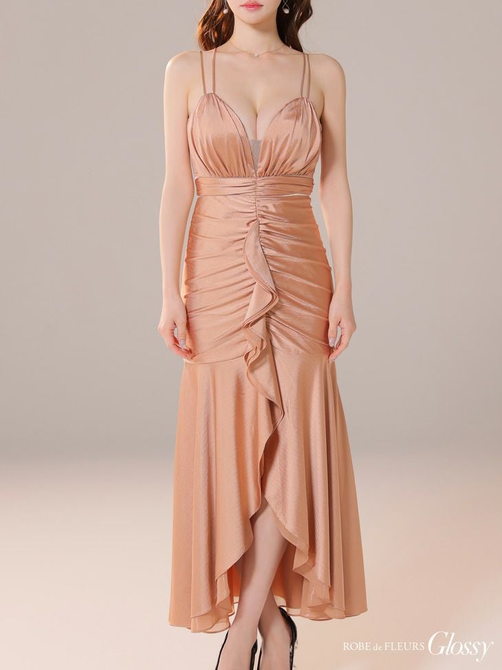 Glossy ローブドフルールグロッシー サテンフレアキャミロングキャバドレス gl3924-c