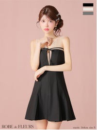 ROBE de FLEURS ローブドフルール センターリボンシアーチュールフレアミニキャバドレス fm3798-c