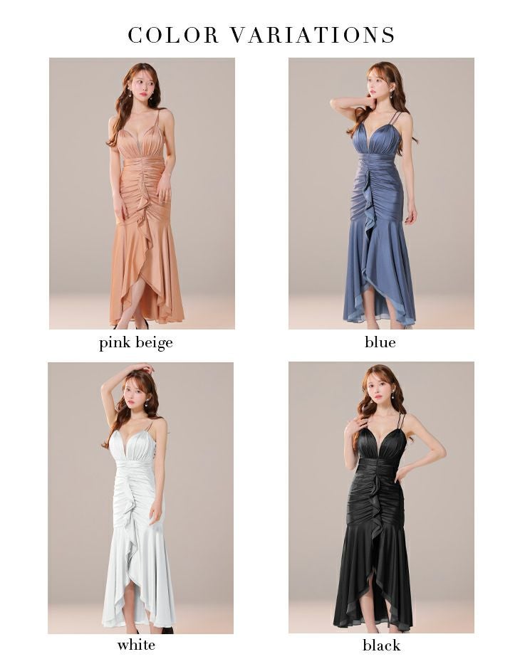 Glossy ローブドフルールグロッシー サテンフレアキャミロングキャバドレス gl3924