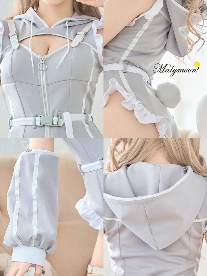 【8点セット】Malymoon マリームーン フリルジップスウェットバニー [ グレー ] mlcs2510349