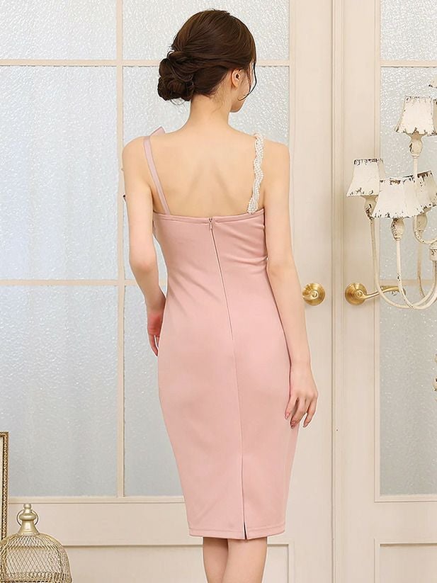 Veautt ヴュート ビックリボンワンショルダーパールミディアムタイトドレス vt082508-ks