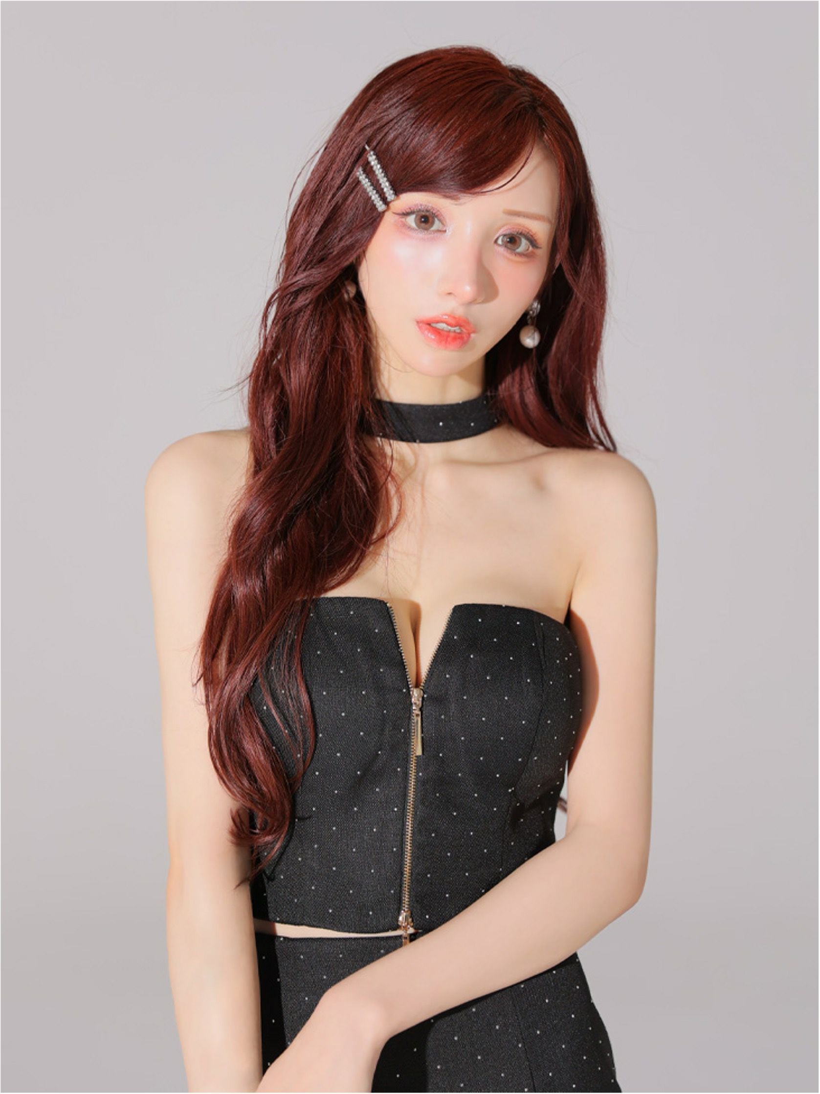 Glossy ローブドフルールグロッシー ストーンツイードセンタージップ