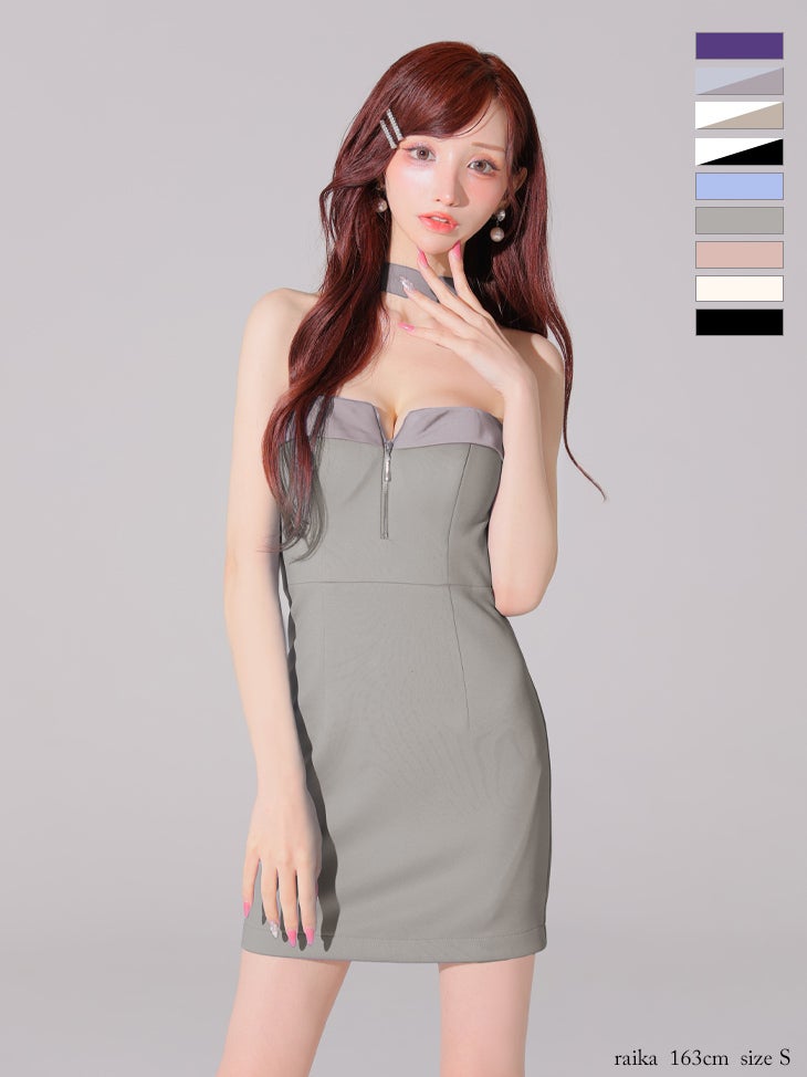 Glossy ローブドフルールグロッシー 2way チョーカー風バストジップタイトミニキャバドレス gl4108-c