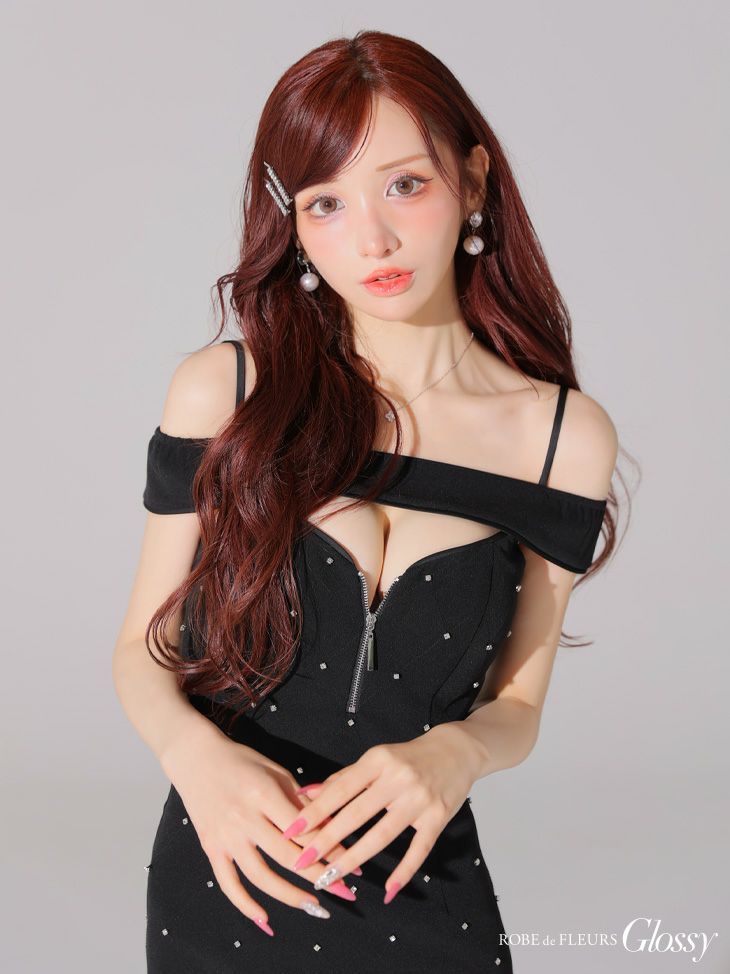 Glossy ローブドフルールグロッシー バストカットセットアップオフショルキャミミニキャバドレス gl4106-c