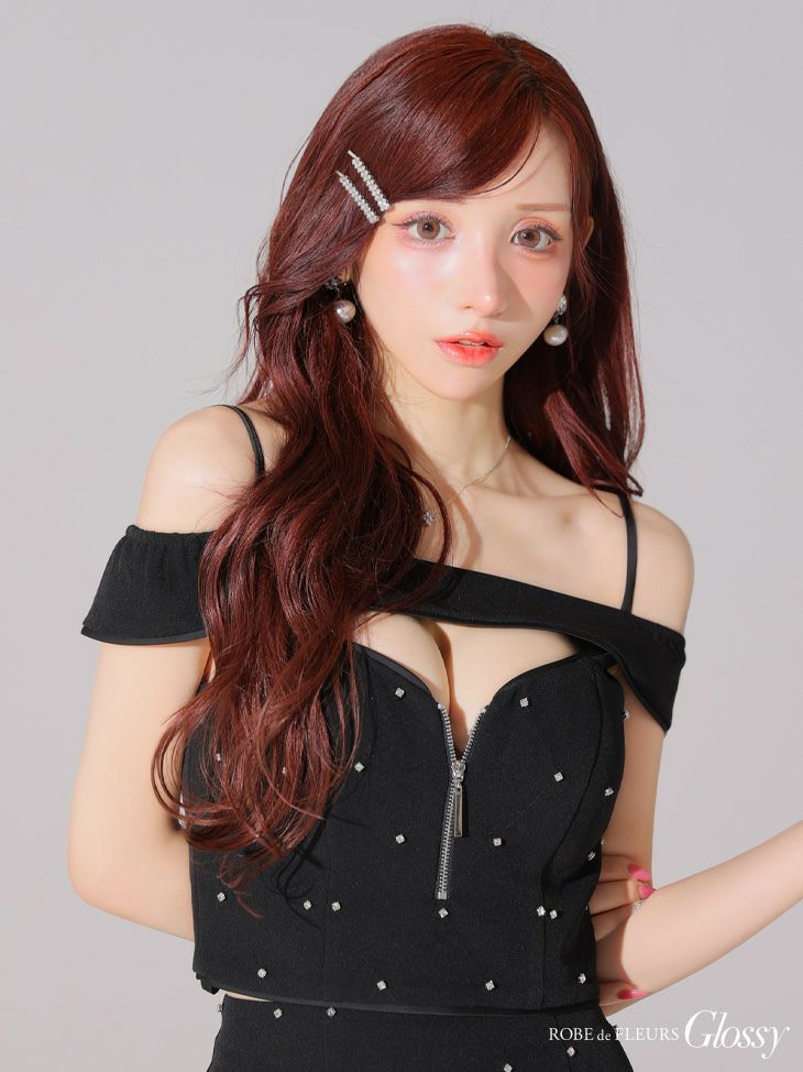 Glossy ローブドフルールグロッシー バストカットセットアップオフショルキャミミニキャバドレス gl4106-c