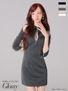Glossy ローブドフルールグロッシー 襟デザインオフショルバストジップミニキャバドレス gl4109