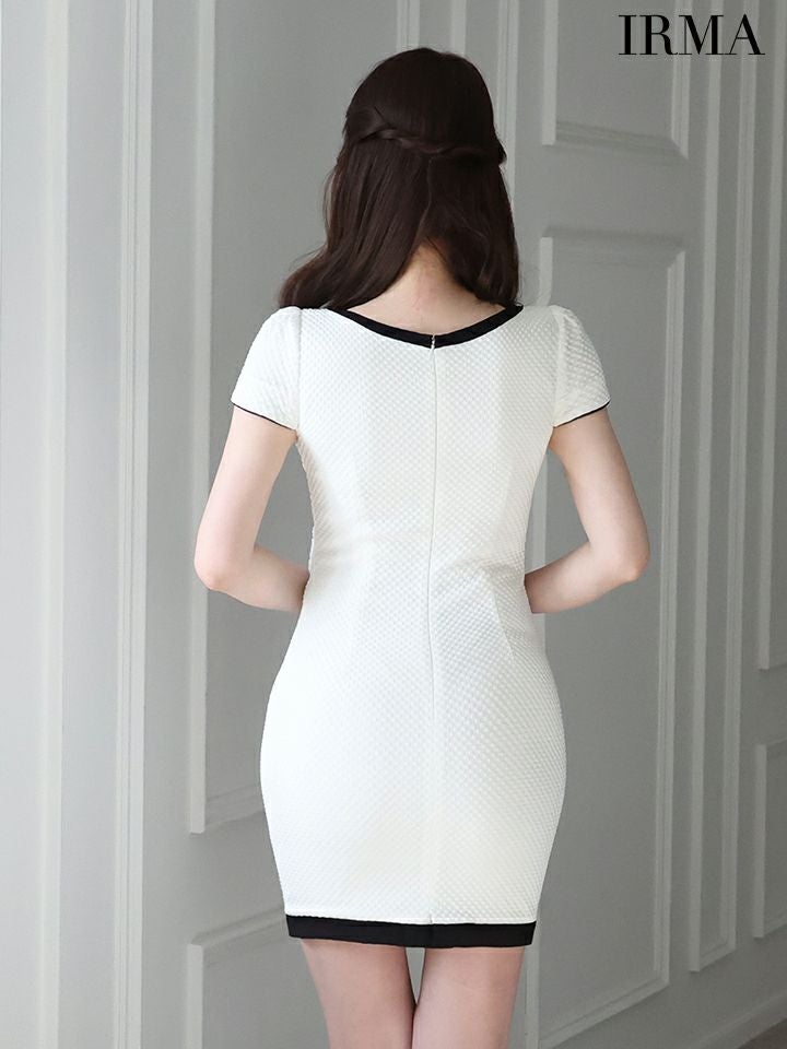 IRMA イルマ カットアウト/半袖/クロスデザイン/タイト ミニドレス ir45015-c