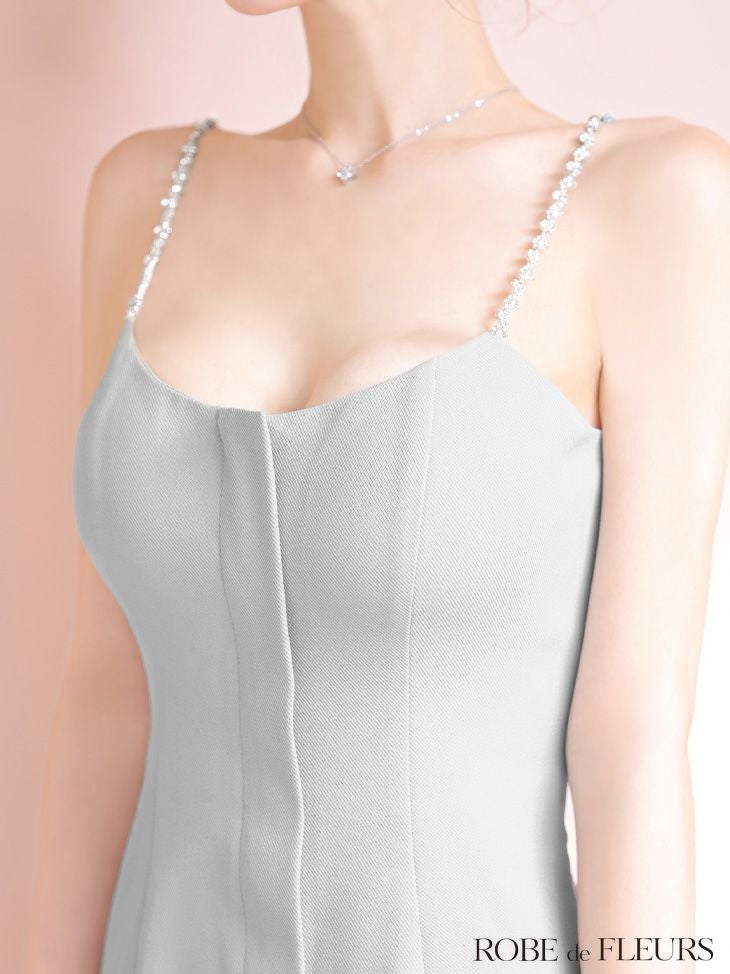 ROBE de FLEURS ローブドフルール シンプルフロントジップキャミミニキャバドレス 