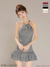 ROBE de FLEURS ローブドフルール ホルターネックビジューフレアセットアップミニキャバドレス fm3799-c
