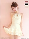 ROBE de FLEURS ローブドフルール ホルターネックビジューフレアセットアップミニキャバドレス fm3799-c