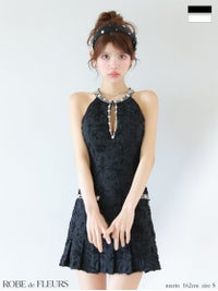 ROBE de FLEURS ローブドフルール フラワージャガードプリーツミニキャバドレス fm4302-c