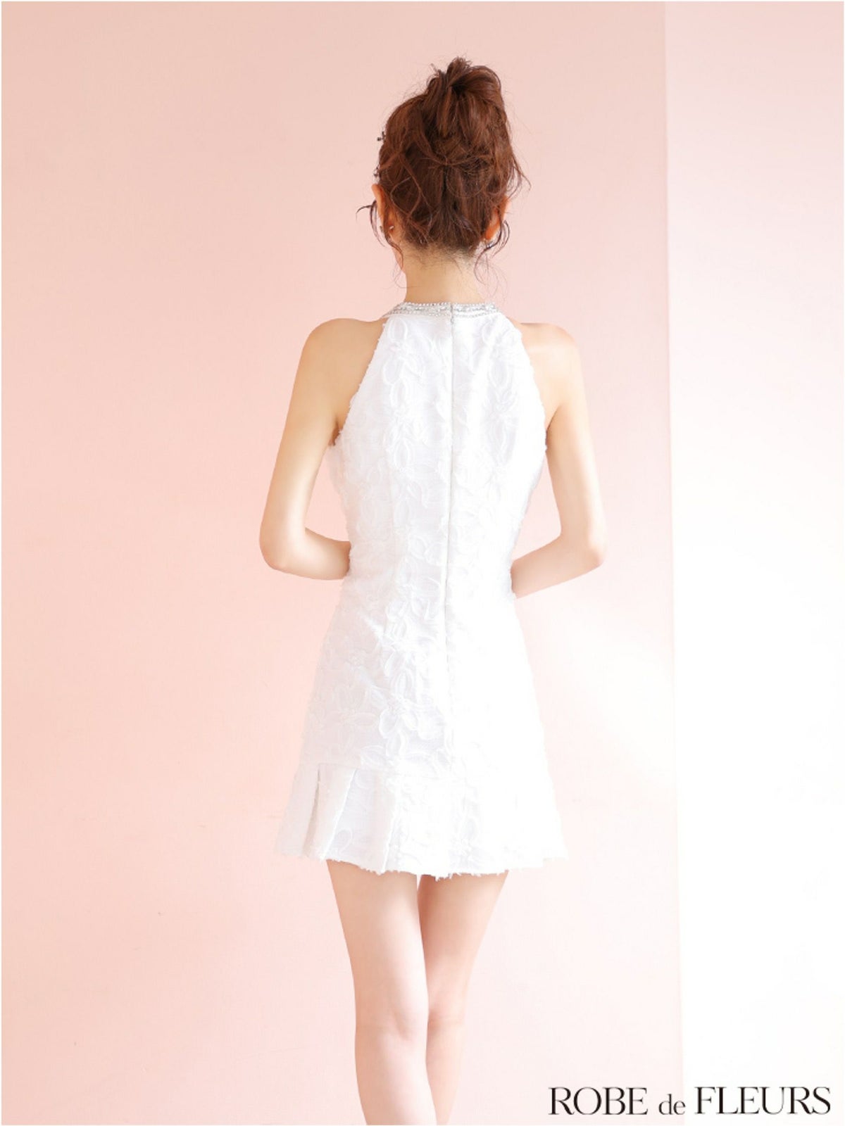 ROBE de FLEURS ローブドフルール フラワージャガードプリーツミニキャバドレス fm4302-c