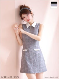 ROBE de FLEURS ローブドフルール 襟つきフラワーレースサテンミニキャバドレス fm4303-c