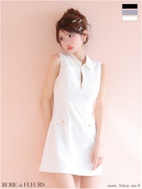 ROBE de FLEURS ローブドフルール 襟つきフラワーレースサテンミニキャバドレス fm4303-c