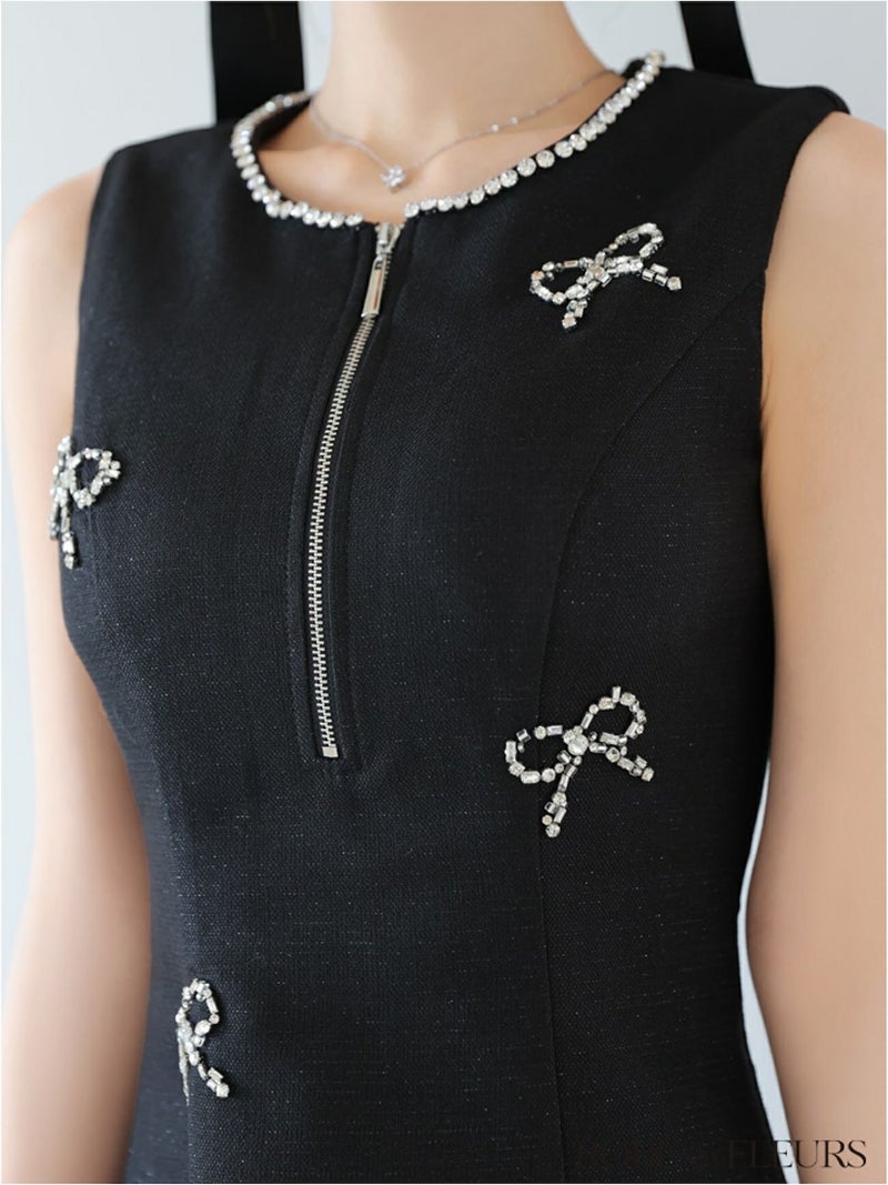 ROBE de FLEURS ローブドフルール リボンビジューノースリーブミニキャバドレス fm3454-c