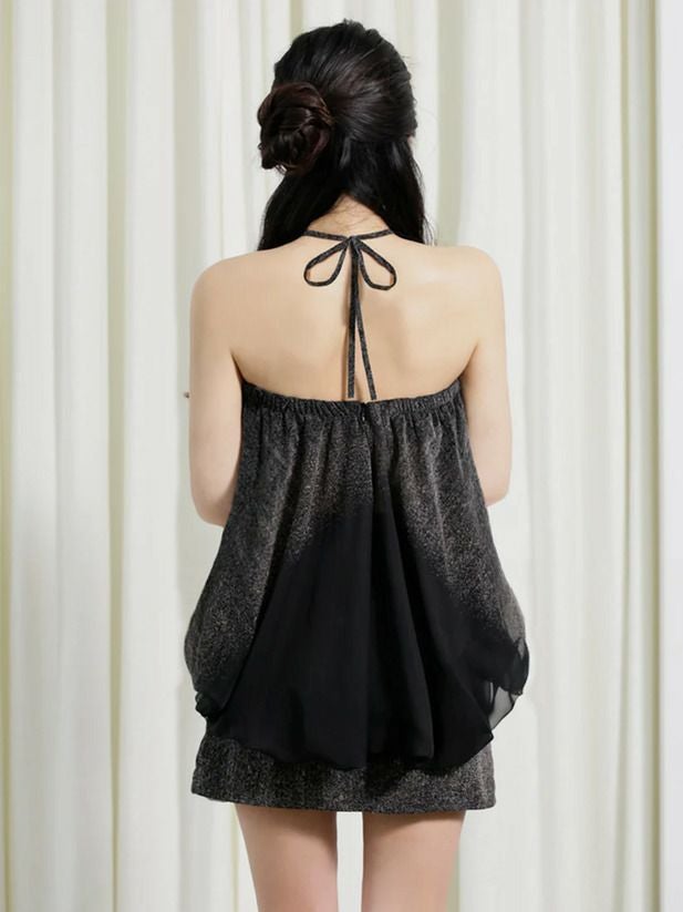 AngelR エンジェルアール デニム風グラデーションホルターネックシャンブレーダンガリービジューセパレートマイクロミニドレス ar25323-ks