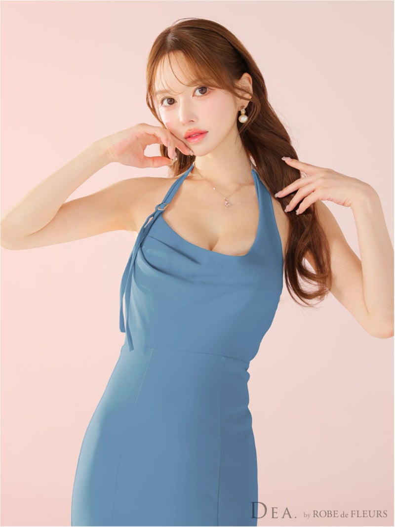 DEA. ディア バイ ローブドフルール シンプルドレープホルターマーメイドロングキャバドレス de3373-c
