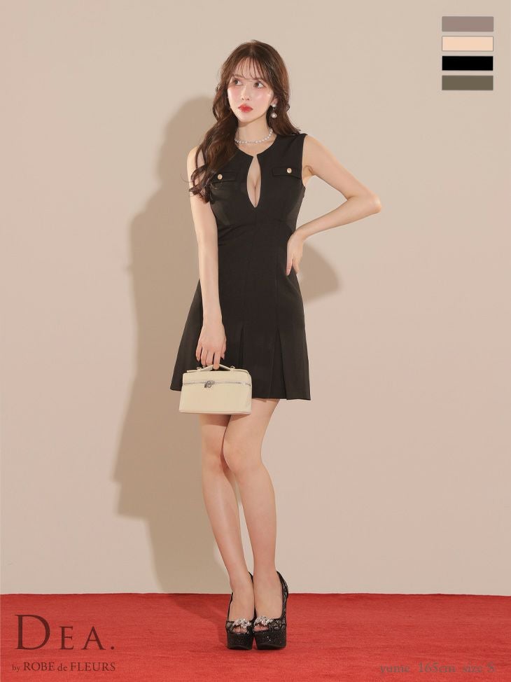 DEA. ディア バイ ローブドフルール シンプルバストカットノースリーブプリーツミニキャバドレス de3744