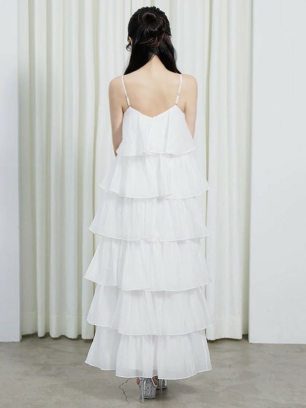 AngelR エンジェルアール シフォンティアードフリルキャミソールミディアムフレアドレス ar25834-ks