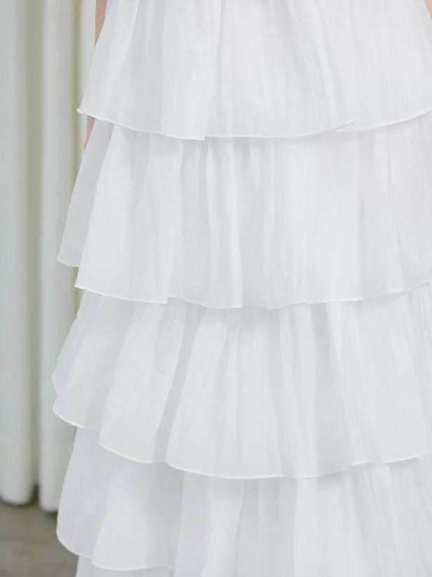 AngelR エンジェルアール シフォンティアードフリルキャミソールミディアムフレアドレス ar25834-ks