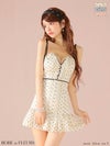 ROBE de FLEURS ローブドフルール ドットオーガンジーパイピングセミフレアミニキャバドレス fm3599
