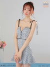 ROBE de FLEURS ローブドフルール ドットオーガンジーパイピングセミフレアミニキャバドレス fm3599