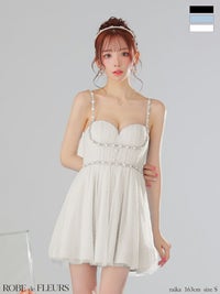 ROBE de FLEURS ローブドフルール ドットチュールビジューフレアミニキャバドレス fm3297-c