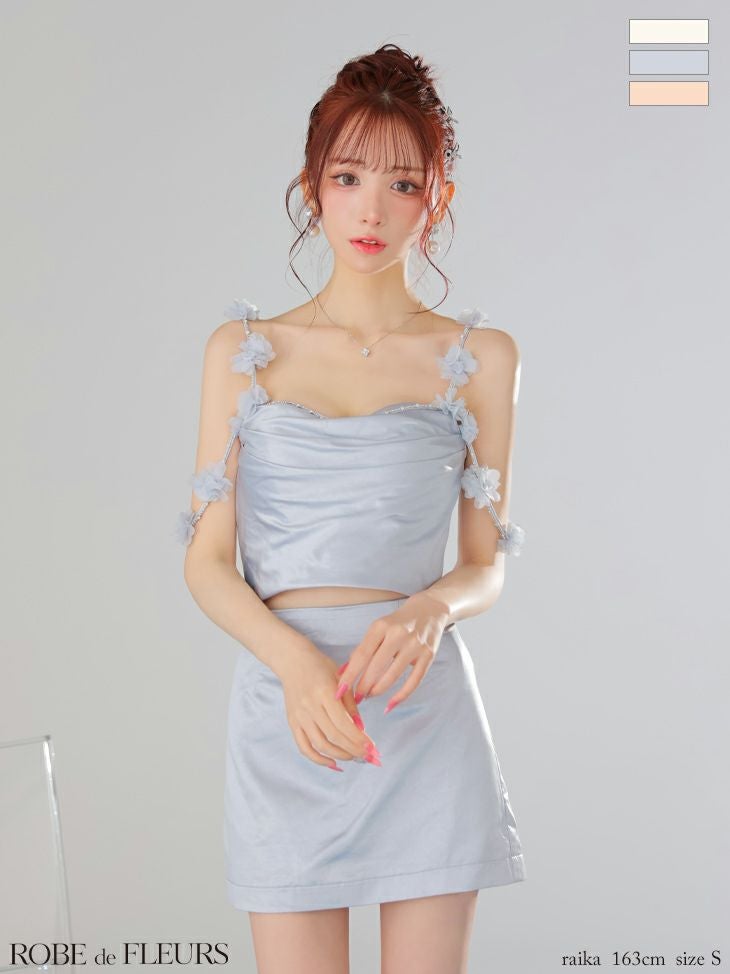 ROBE de FLEURS ローブドフルール フラワーストラップサテン