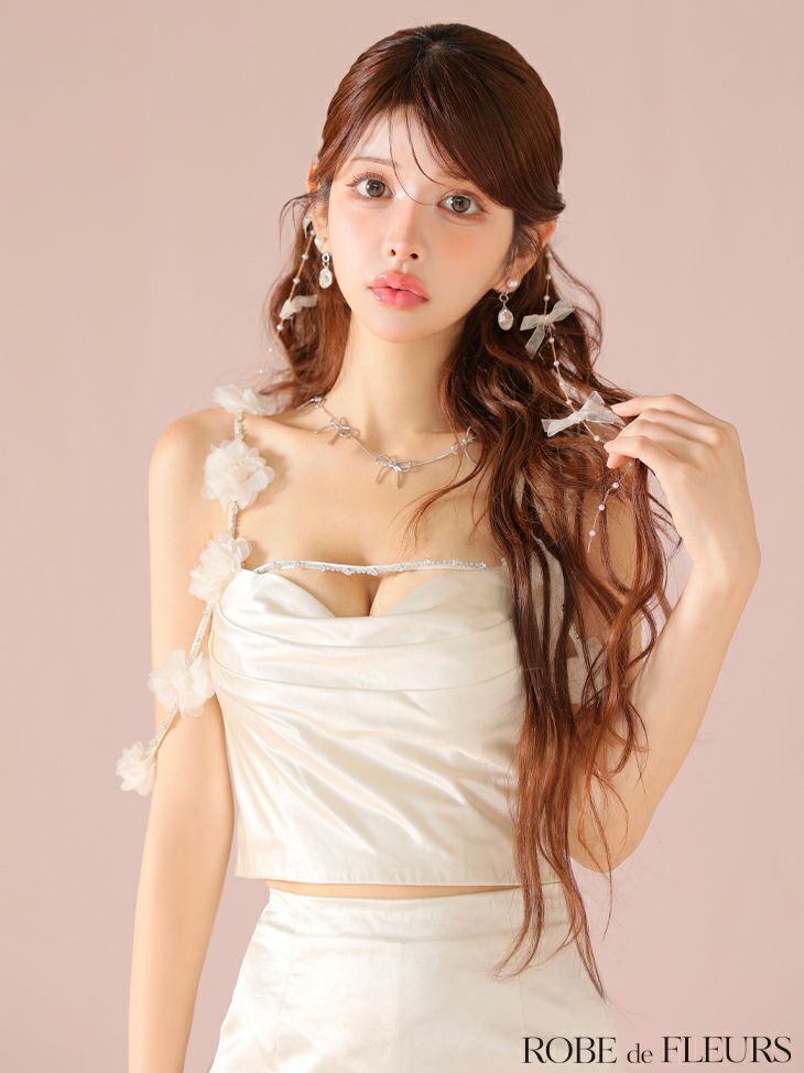 ROBE de FLEURS セットアップ ドレス S ROBE de FLEURS ローブドフルール フラワーストラップサテン