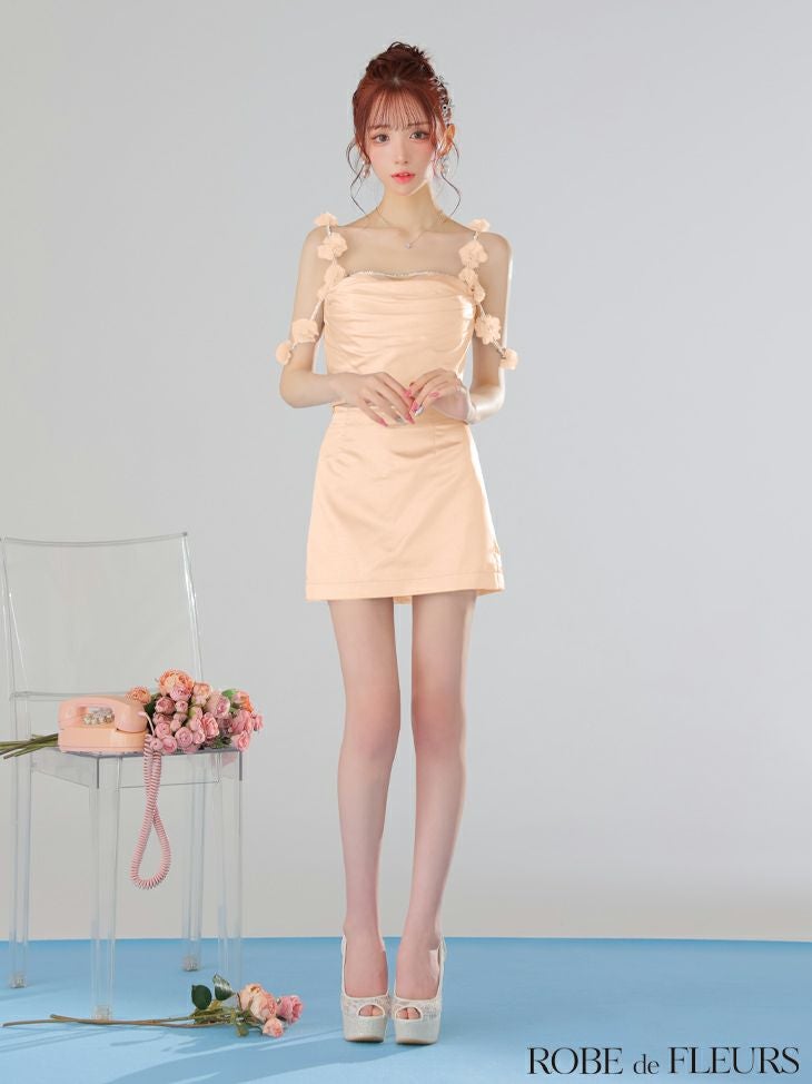 ROBE de FLEURS ローブドフルール フラワーストラップサテン