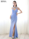 IRMA イルマ ワンカラー/デコルテビジュー/カットアウトル/スリット入り/タイト ロングドレス ir51838-c