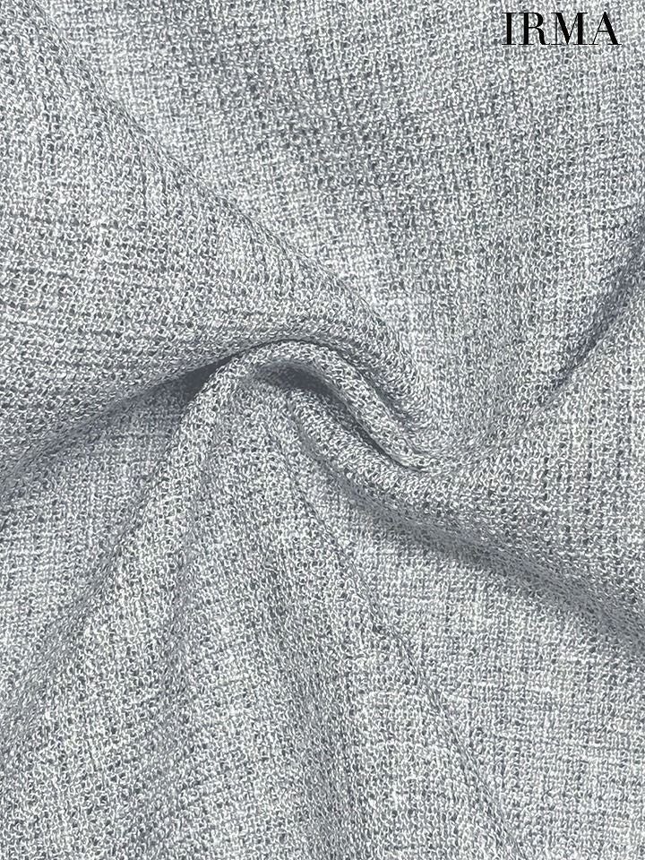 IRMA イルマ サマーツイード/リボンモチーフ/Vネック/プリーツ/フレア ミニドレス ir55076