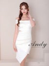 Andy アンディ オフショル サテン アシンメトリースリット タイト ミニドレス an-on2929