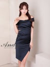Andy アンディ オフショル サテン アシンメトリースリット タイト ミニドレス an-on2929