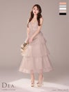 DEA. ディア バイ ローブドフルール レースティアードチュールフレアロングキャバドレス de3445