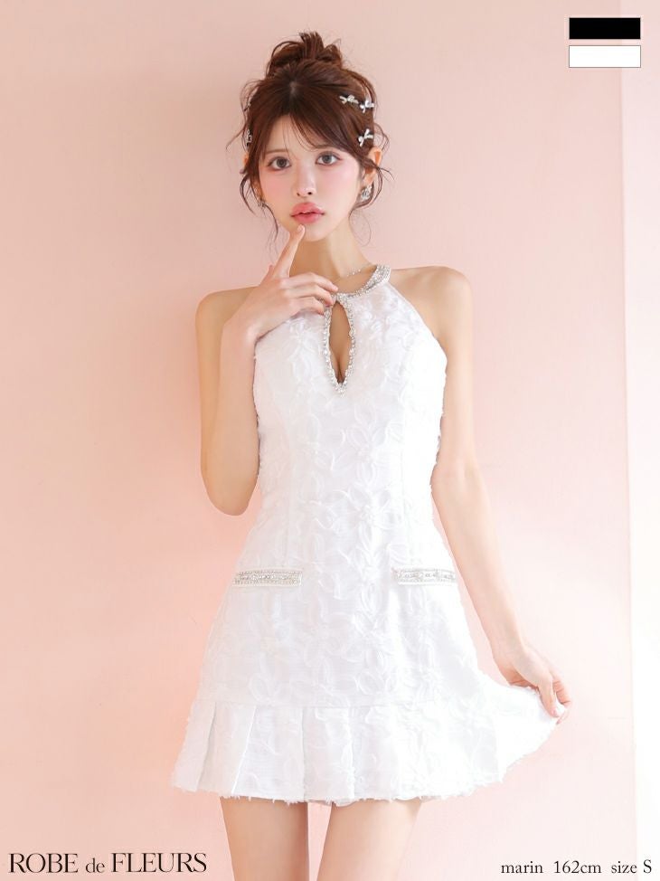 ROBE de FLEURS ローブドフルール フラワージャガードプリーツミニキャバドレス fm4302