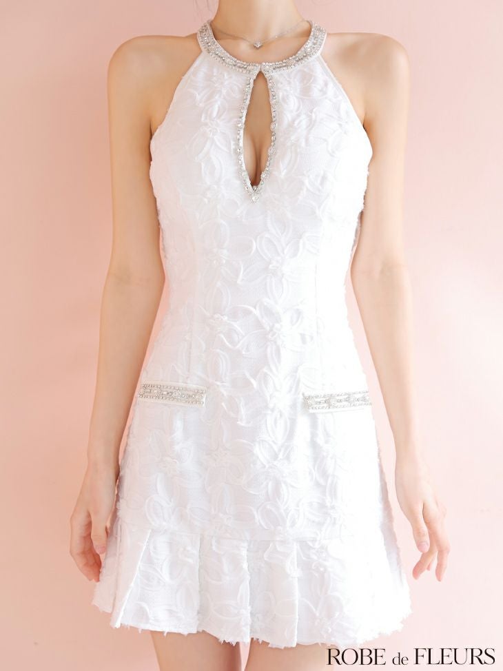 ROBE de FLEURS ローブドフルール フラワージャガードプリーツミニキャバドレス fm4302