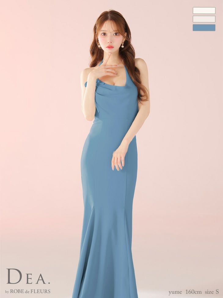 DEA. ディア バイ ローブドフルール シンプルドレープホルターマーメイドロングキャバドレス de3373