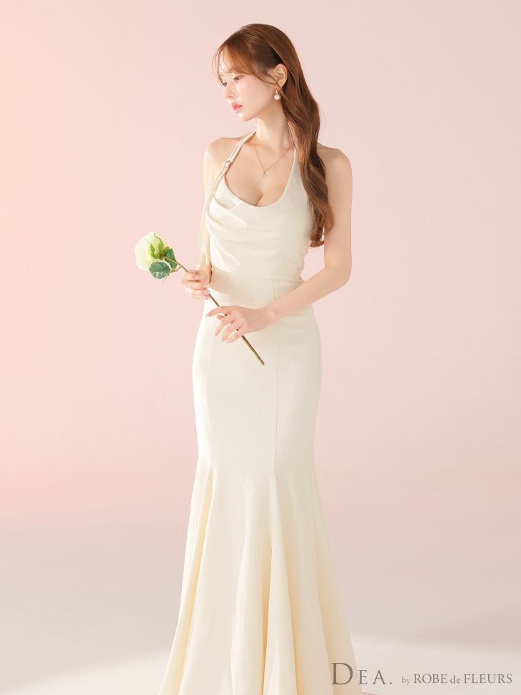 DEA. ディア バイ ローブドフルール シンプルドレープホルターマーメイドロングキャバドレス de3373