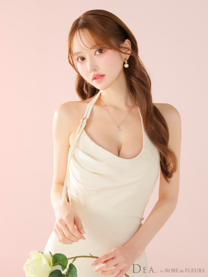 DEA. ディア バイ ローブドフルール シンプルドレープホルターマーメイドロングキャバドレス de3373