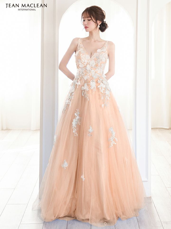 JEAN MACLEAN ジャンマクレーン 立体フラワーモチーフ/刺繍レース/姫/ロングドレス ja51846-c