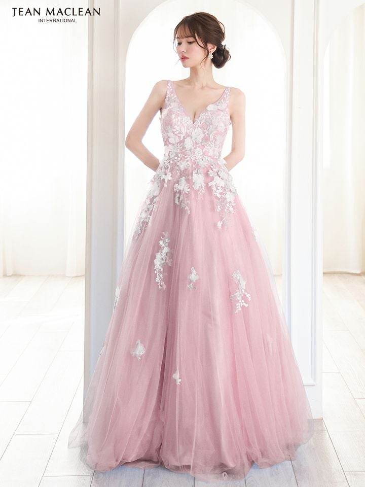 JEAN MACLEAN ジャンマクレーン 立体フラワーモチーフ/刺繍レース/姫/ロングドレス ja51846-c