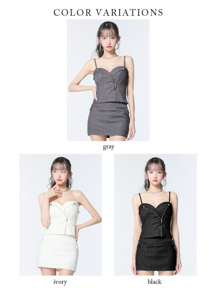 Glossy ローブドフルールグロッシー ストライプジップデザインタイトミニキャバドレス gl3928