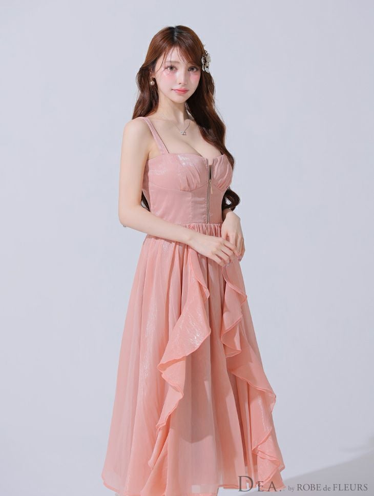 ミニドレス > 丈長めミニドレス > DEA. ディア バイ ローブドフルール ギンガムチェックオーガンジーフレアロングキャバドレス de3927