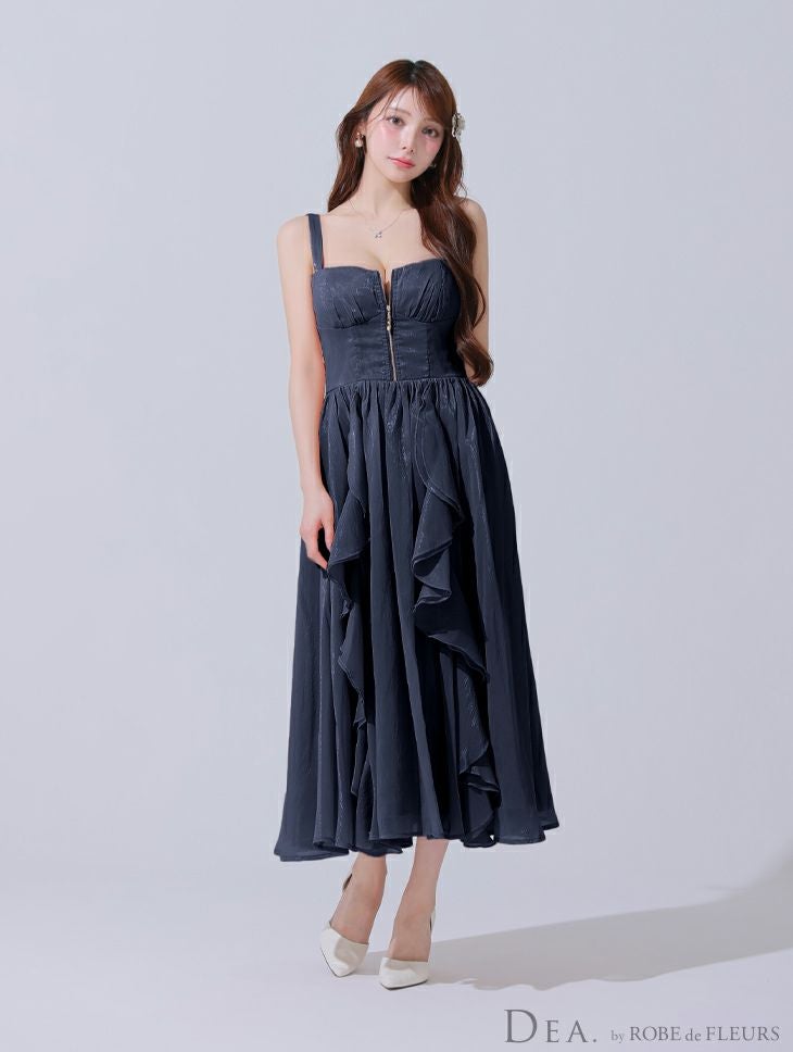 ミニドレス > 丈長めミニドレス > DEA. ディア バイ ローブドフルール ギンガムチェックオーガンジーフレアロングキャバドレス de3927