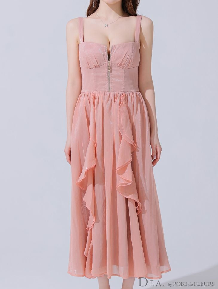 ミニドレス > 丈長めミニドレス > DEA. ディア バイ ローブドフルール ギンガムチェックオーガンジーフレアロングキャバドレス de3927