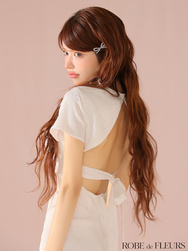 ROBE de FLEURS ローブドフルール カットデザインビジューワッフル