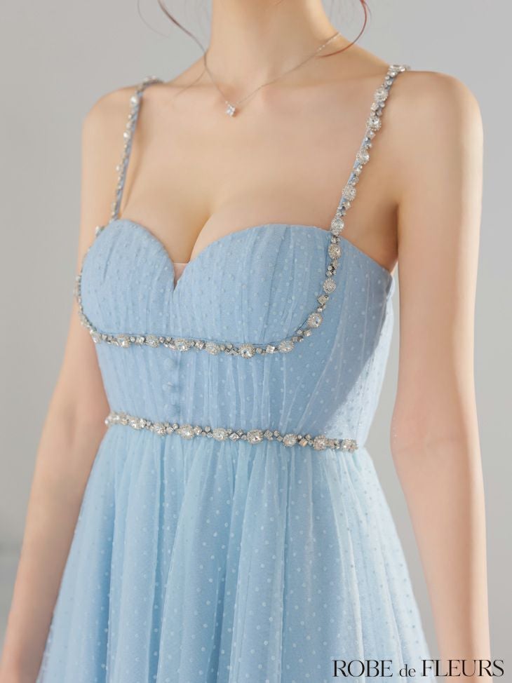 ROBE de FLEURS ローブドフルール ドットチュールビジューフレアミニキャバドレス fm3297