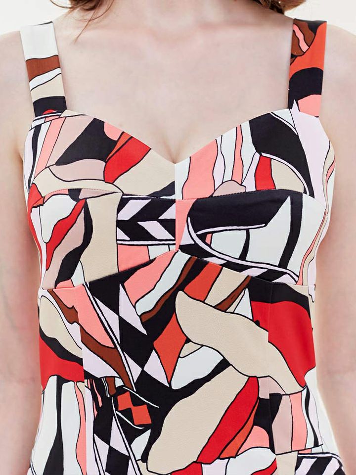 ERUKEI エルケイ タイト・ジオメトリック柄・プリント・ミニドレス・ワンピース ek-e31202